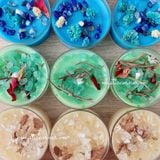 Nến tealight, nến thơm năng lượng Candle healing kết hợp với đá thạch anh và thảo mộc 