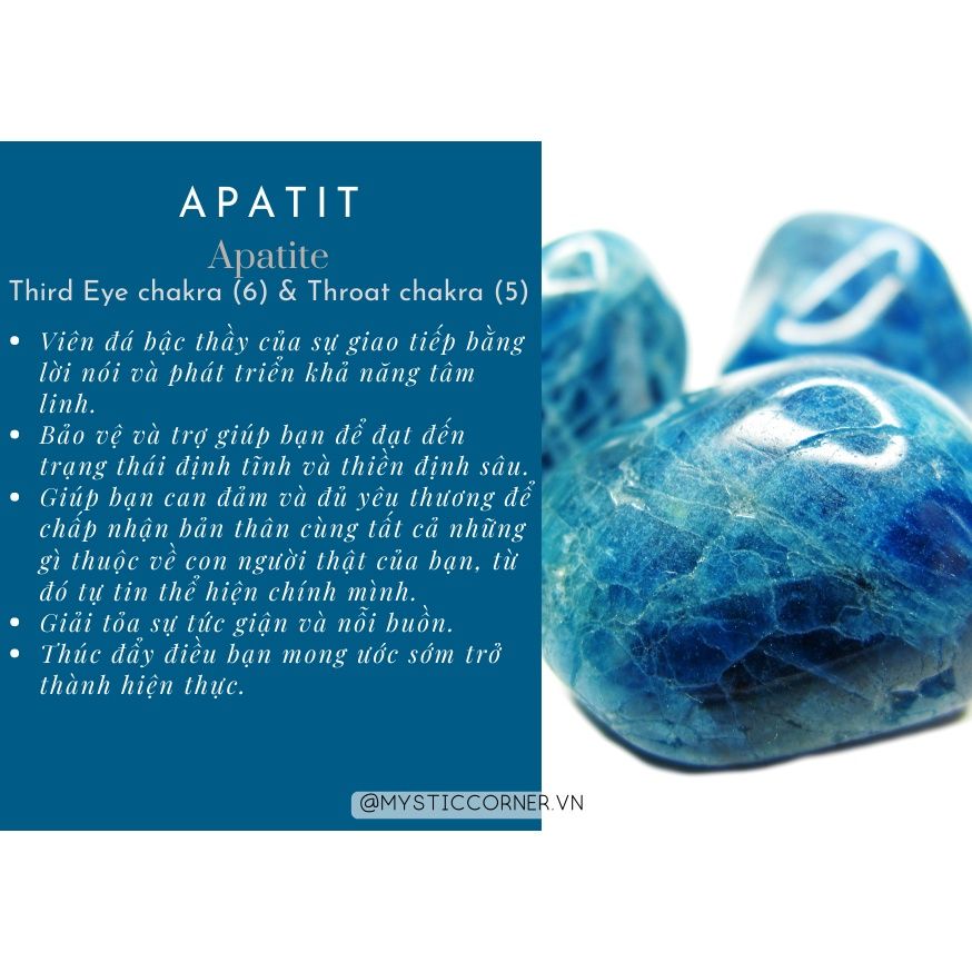  Tumbled Blue Apatite tự nhiên, đá thanh tẩy dùng trong Tarot, thiền định, Reiki, Phong thủy 