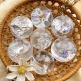  Cầu đá thạch anh Trắng cầu vồng (Rainbow Clear Quartz) kèm đế làm Grid, thanh tẩy trong Tarot, Reiki, phong thủy 