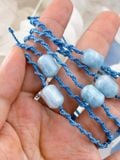 Vòng tay đá phong thuỷ Aquamarine macrame lu thống hỗ trợ luân xa 5, học tập, ý tưởng, giao tiếp, tự tin 