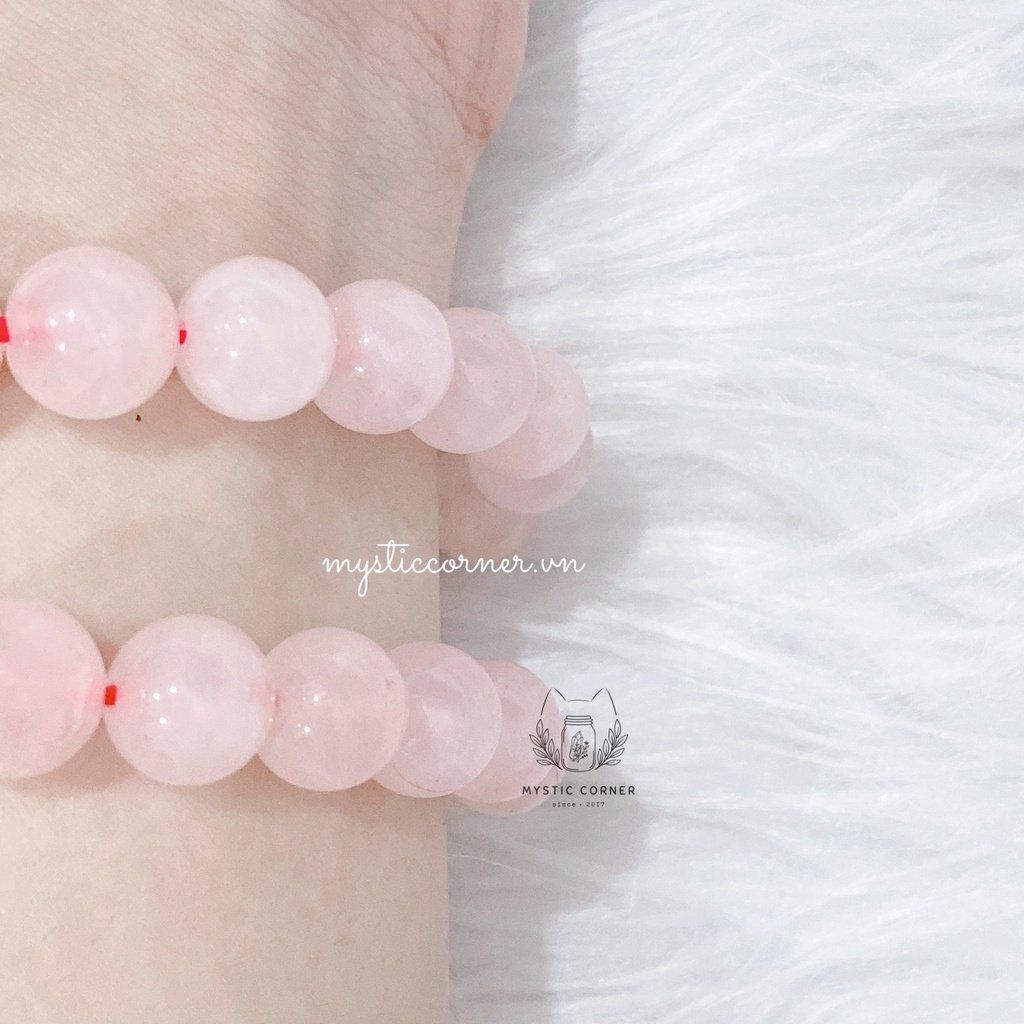  Vòng tay đá phong thuỷ thạch anh Hồng tự nhiên size 8li - 10li 