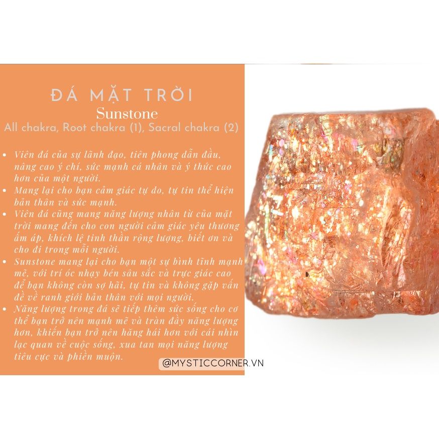  Trụ đá thanh tẩy Sunstone (đá Mặt Trời) - đá phong thủy dùng trong Tarot, Reiki, thiền định 