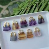  Charm túi đá Fluorite, đá thanh tẩy bài Tarot, đá phong thủy, Reiki, thiền định 