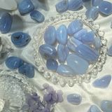  Tumbled Blue Lace (Viên đá Mã Não Ren), đá hỗ trợ luân xa 5, đá thạch anh, đá thanh tẩy, đá phong thuỷ 