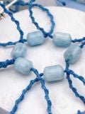  Vòng tay đá phong thuỷ Aquamarine macrame lu thống hỗ trợ luân xa 5, học tập, ý tưởng, giao tiếp, tự tin 