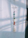  Dây treo đá thạch anh thô 7 luân xa kèm thanh Selenite, đá thanh tẩy, reiki 