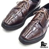 |SIZE 40| PRADA SPAZZOLATO WINGTIP PLATFORM LACE UP SHOES Z40-6380 