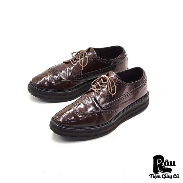  |SIZE 40| PRADA SPAZZOLATO WINGTIP PLATFORM LACE UP SHOES Z40-6380 