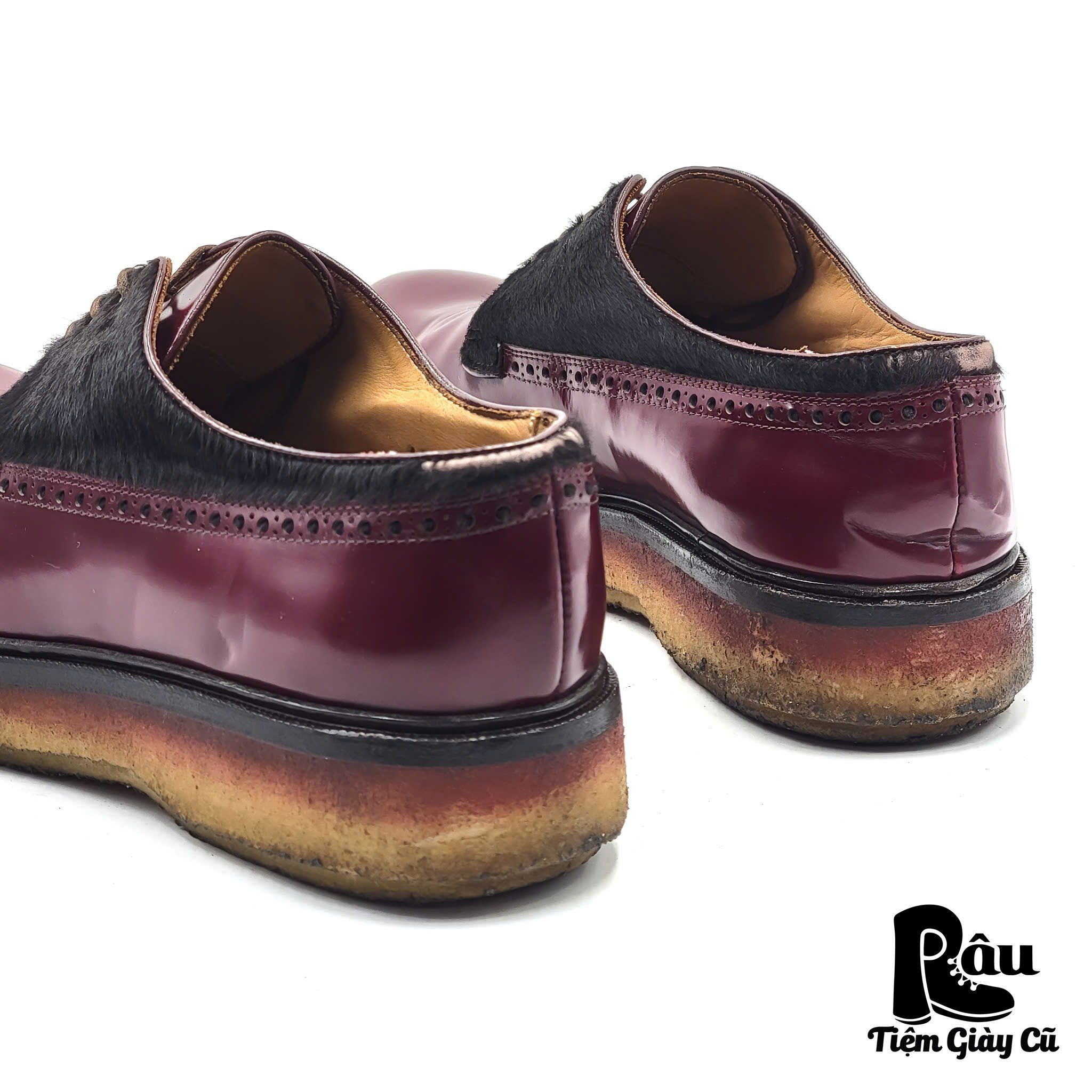  |SIZE 44| ETRO 1060 DARK BURGUNDY BIG CREPE SOLE DERBY SHOES Z44-6745 