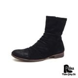  |SIZE 43.5| MARCHERCHER MC060021 SUEDE WAXED SIDE-ZIP DRAPE BOOT Z43.5-6797 