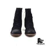 |SIZE 43.5| MARCHERCHER MC060021 SUEDE WAXED SIDE-ZIP DRAPE BOOT Z43.5-6797 