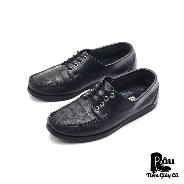  |SIZE 38| POLLINI CROCO TEXTURED BOAT SHOES AR38-6813 