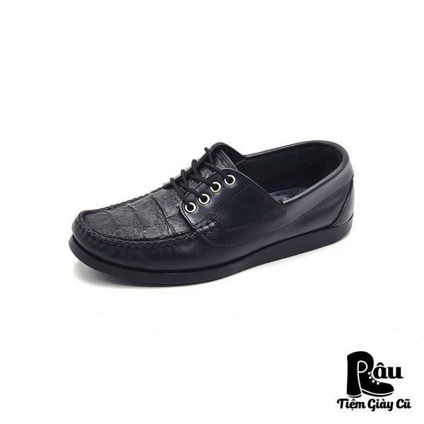  |SIZE 38| POLLINI CROCO TEXTURED BOAT SHOES AR38-6813 