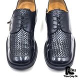  |SIZE 41| BARNEYS NEW YORK HANDMADE BLACK WOVEN DERBY SHOES AR41-6814 
