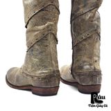  |SIZE 39| LIBERTY BLACK 9938 DISTRESSED STUDDED HIGH BOOT Z39-6899 