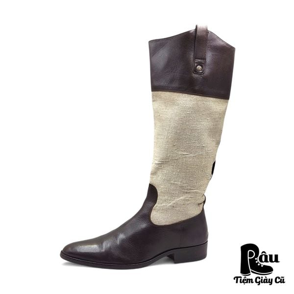  |SIZE 38.5| AIGLE CANVAS & LEATHER HIGH BOOT Z38.5-6682 