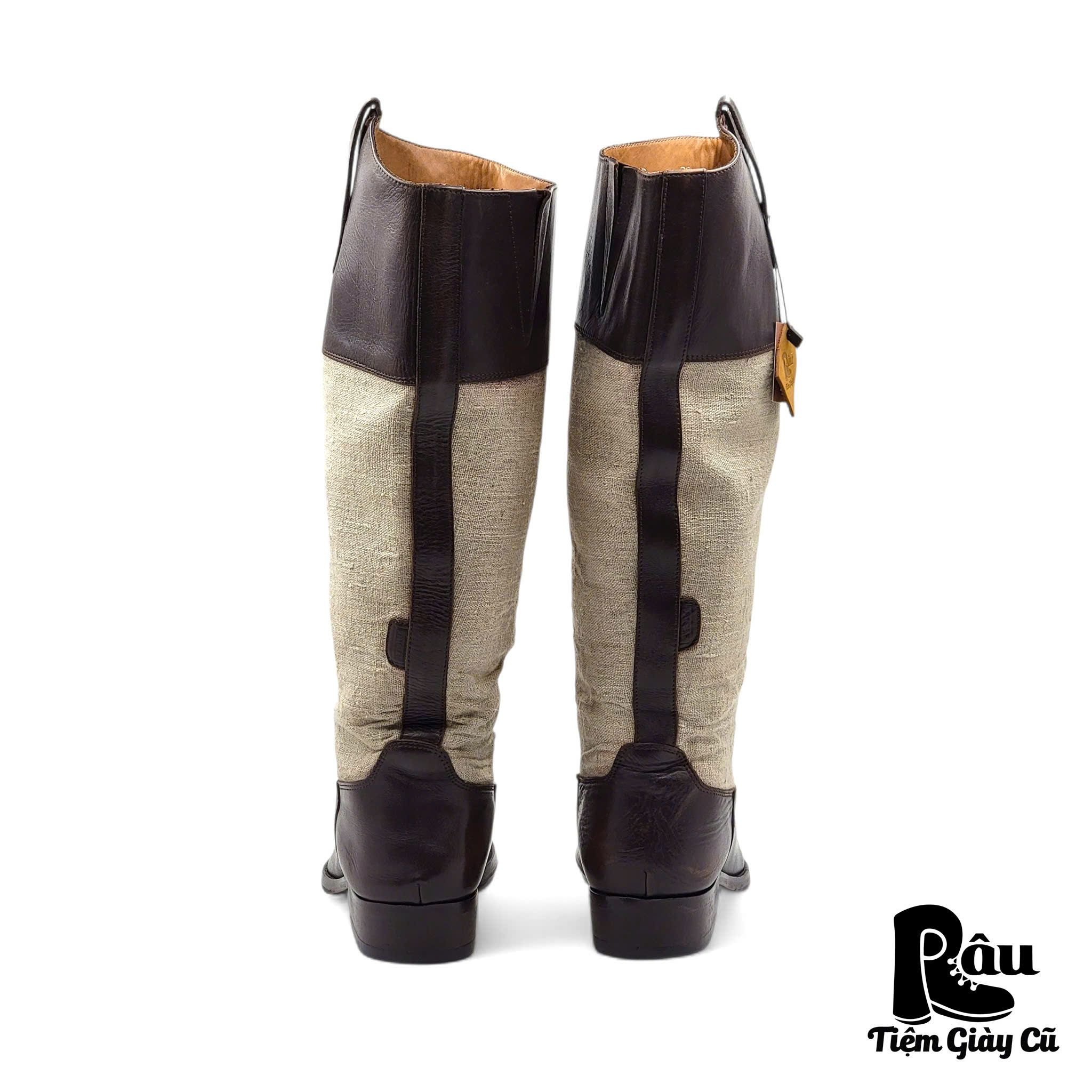  |SIZE 38.5| AIGLE CANVAS & LEATHER HIGH BOOT Z38.5-6682 