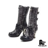  |SIZE 37| NEW ROCK LIZARD PATTERN LADIES HIGH HEELS BOOT Z37-6937 