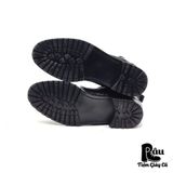  |SIZE 44| SHOESOLLE HANDMADE DOUBLE BUCKLE STRAPS BLACK WALKER BOOT Z44-6875 