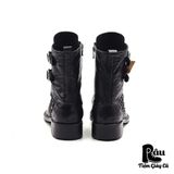  |SIZE 44| SHOESOLLE HANDMADE DOUBLE BUCKLE STRAPS BLACK WALKER BOOT Z44-6875 