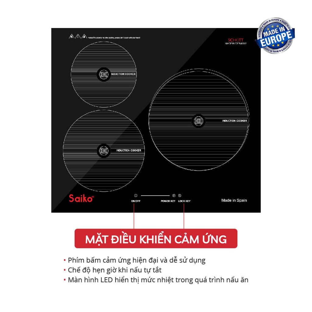 Bếp Từ Ba Âm Saiko 6700W SK-6700