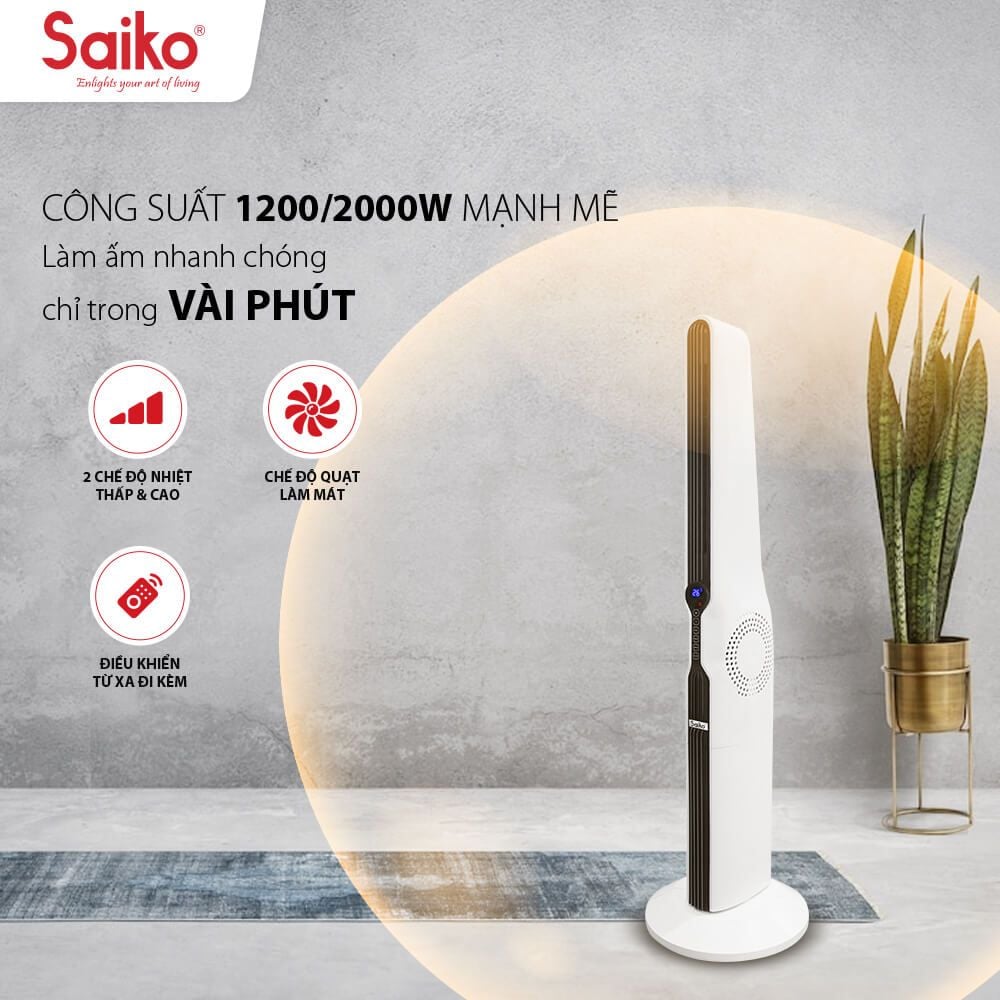 Quạt Sưởi Gốm 2000W Saiko CH-2000R