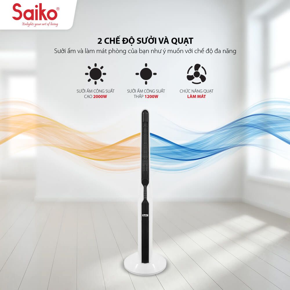 Quạt Sưởi Gốm 2000W Saiko CH-2000R