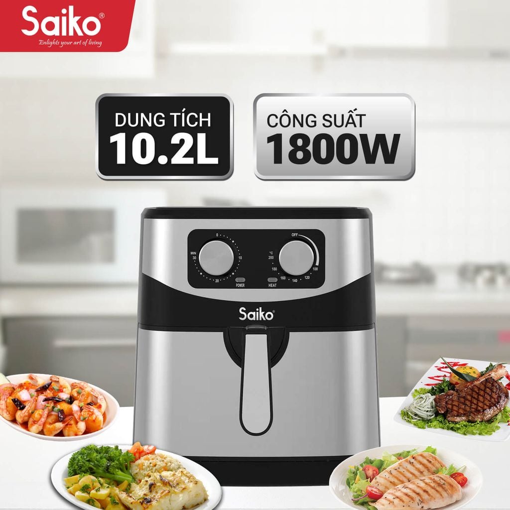 Nồi Chiên Không Dầu 10,2L Saiko FRY-P10S