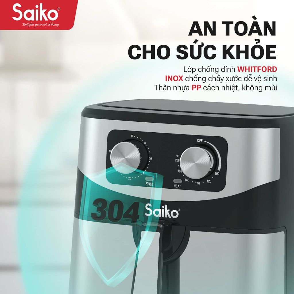 Nồi Chiên Không Dầu 10,2L Saiko FRY-P10S
