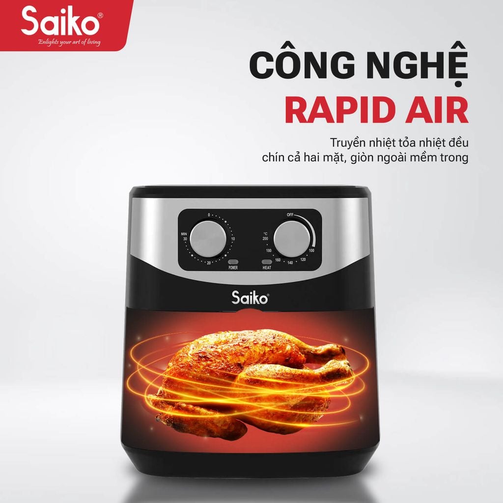 Nồi Chiên Không Dầu 10,2L Saiko FRY-P10S