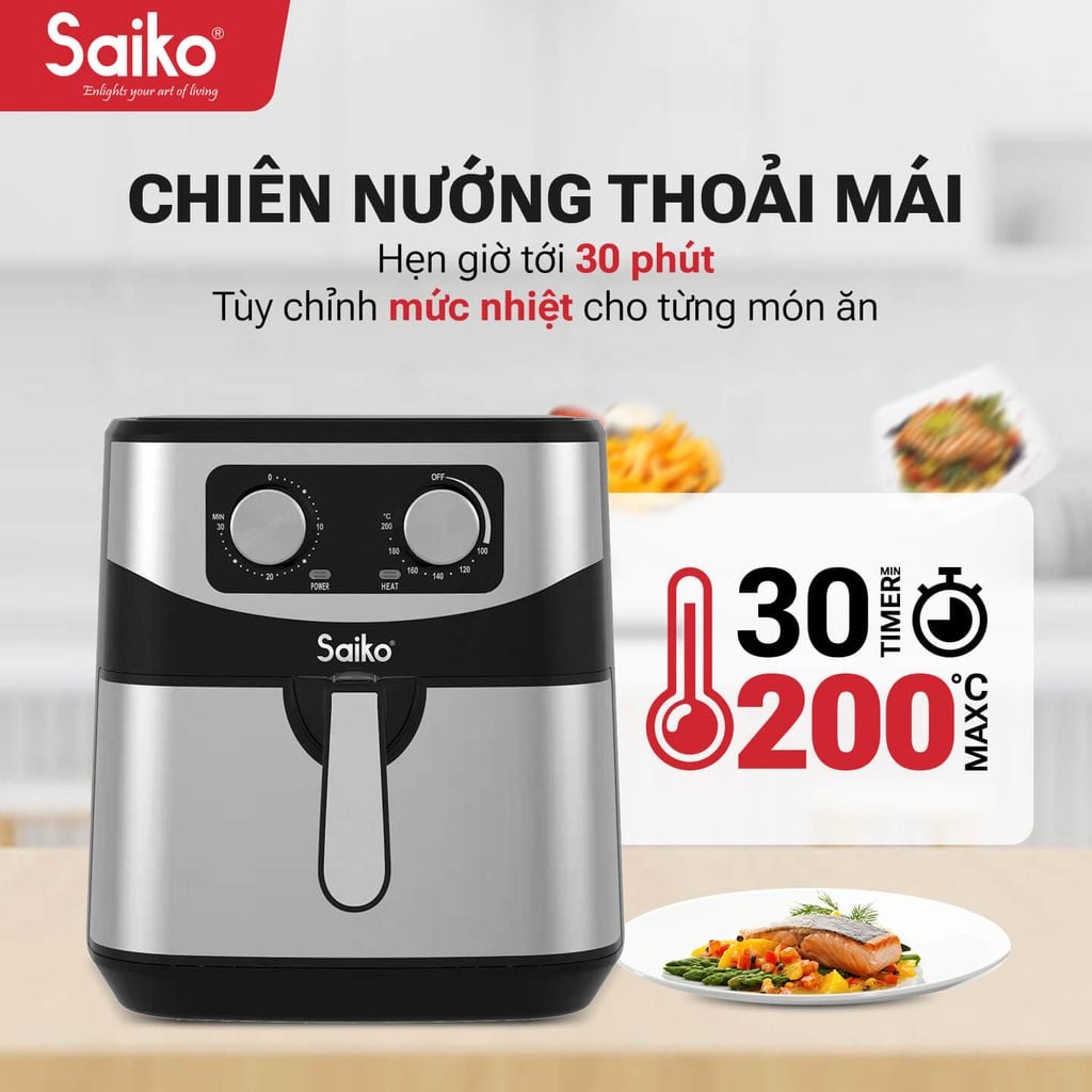 Nồi Chiên Không Dầu 10,2L Saiko FRY-P10S