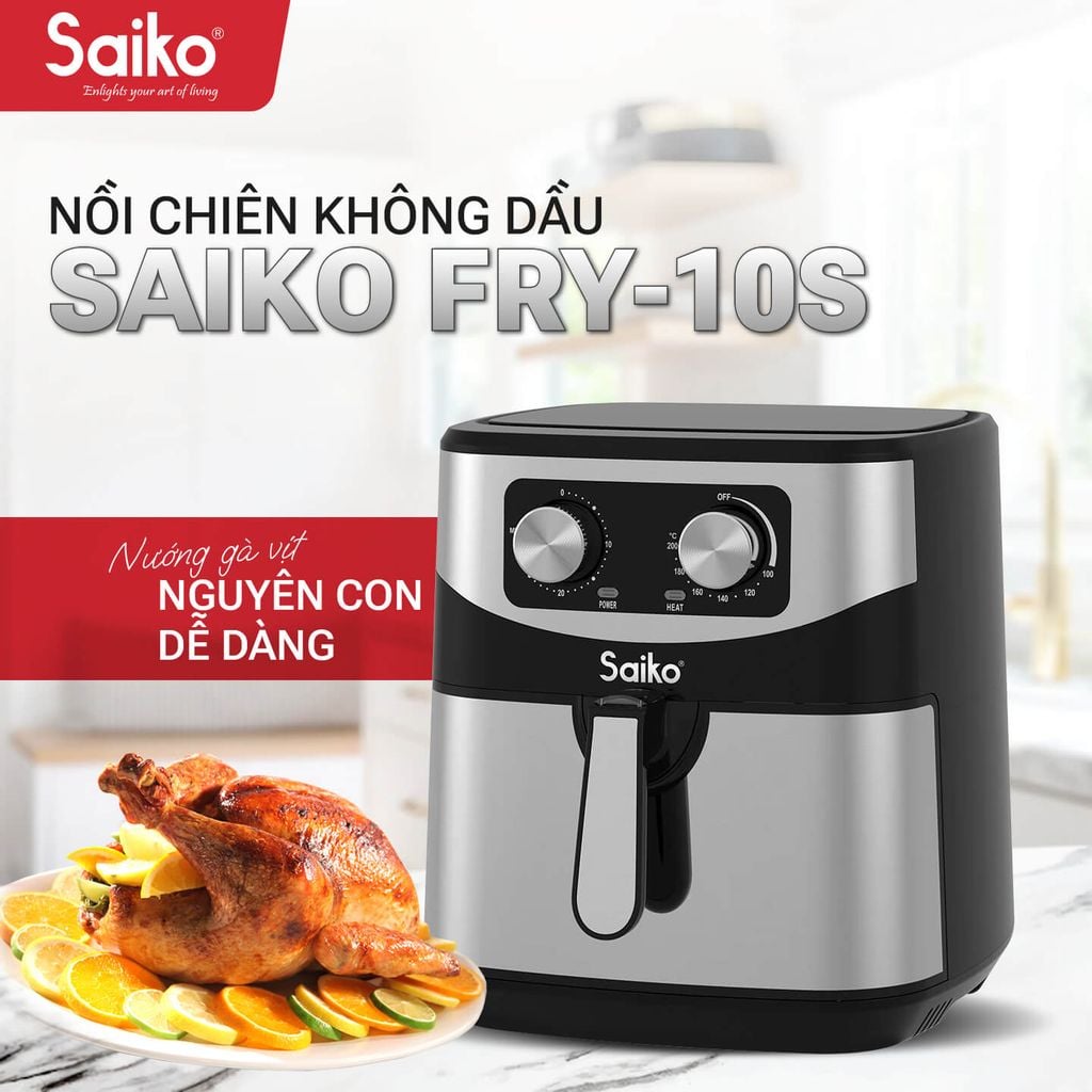 Nồi Chiên Không Dầu 10,2L Saiko FRY-P10S