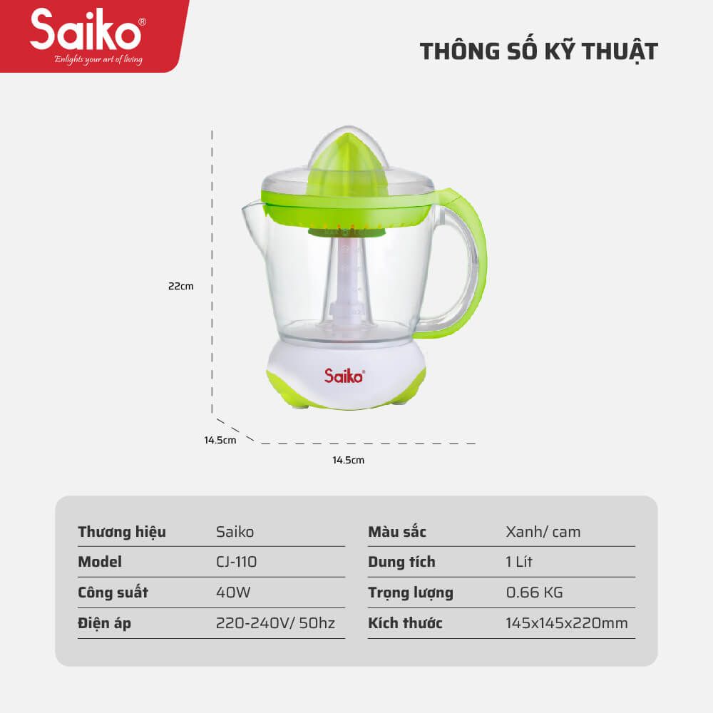 Máy Vắt Cam Saiko 1L CJ-110