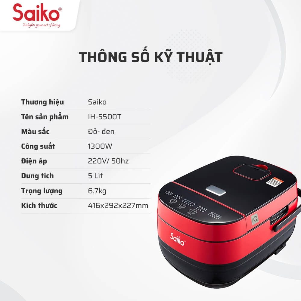 Nồi Cơm Điện Cao Tần Saiko 5L IH-5500T