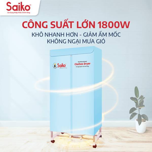 Tủ Sấy Quần Áo Đa Năng Saiko CD-1800 1800W