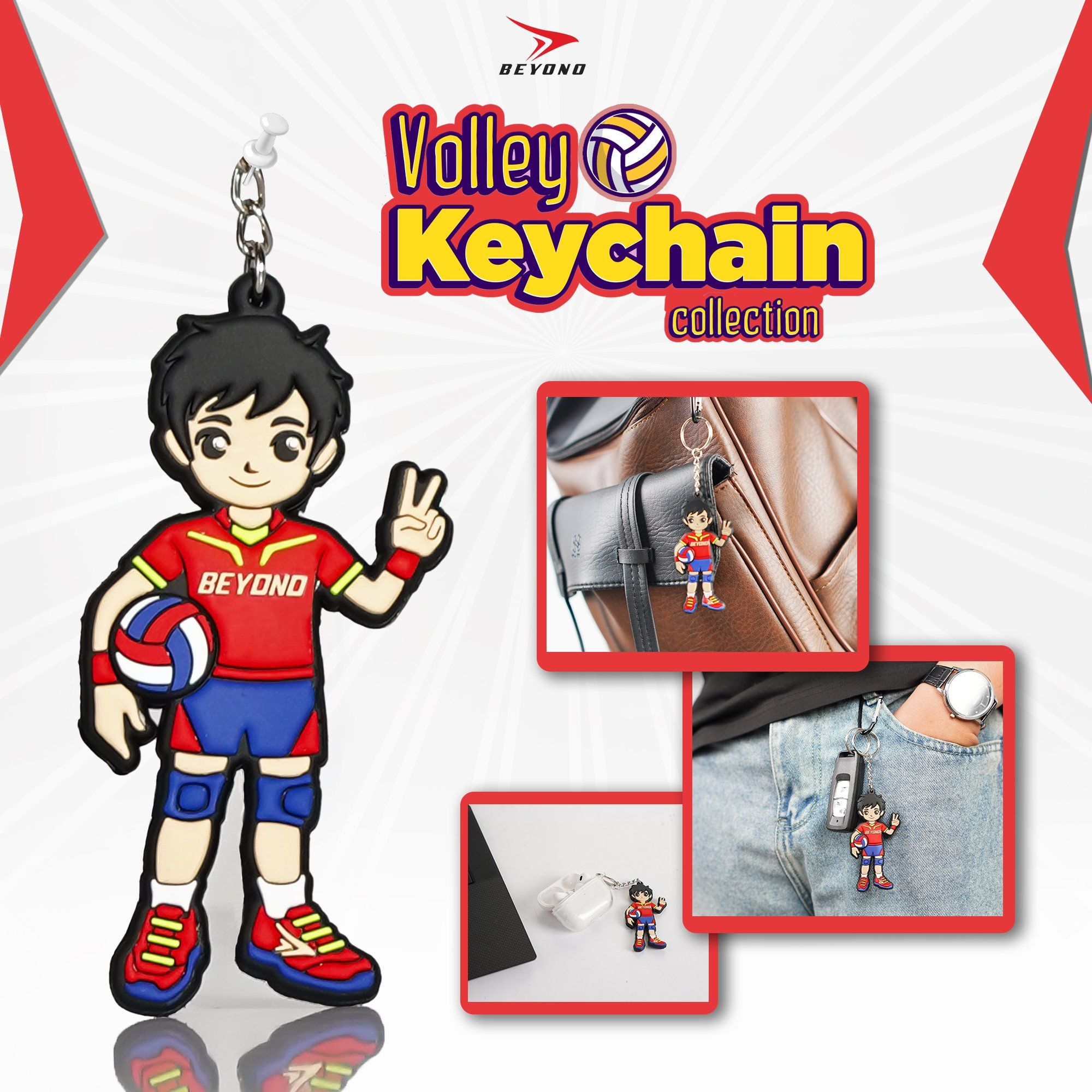  MÓC KHOÁ LƯU NIỆM BEYONO HÌNH BÉ TRAI - ĐỎ 