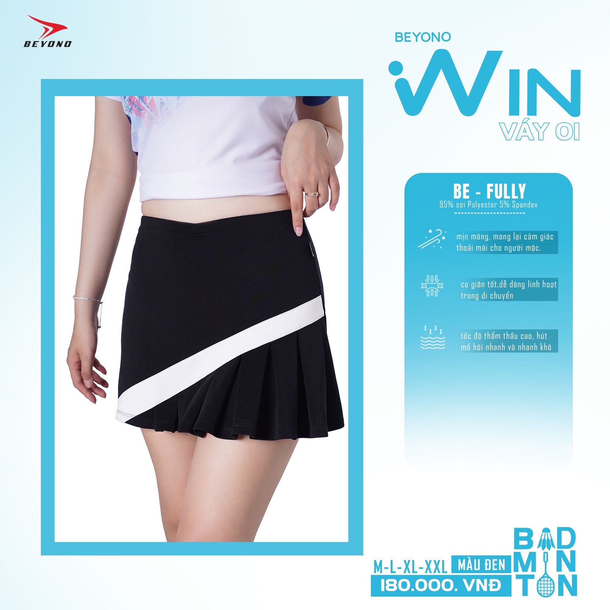  VÁY CẦU LÔNG NỮ BEYONO WIN CL01 - ĐEN 