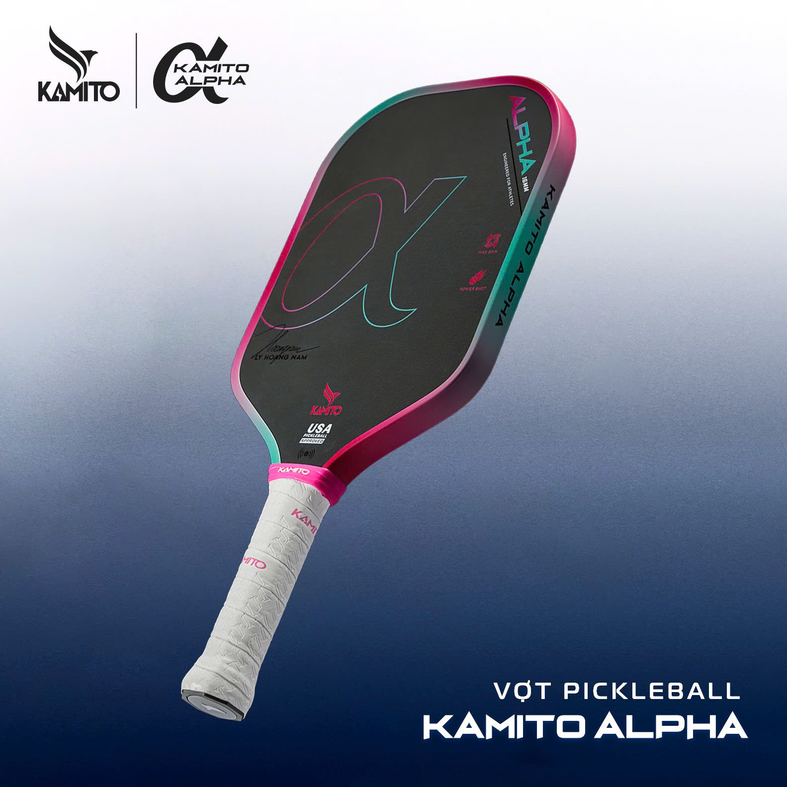  VỢT PICKLEBALL KAMITO ALPHA (16MM) - BLUE PINK 