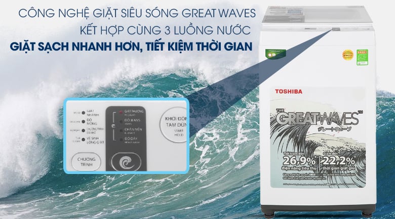 Máy giặt Toshiba 7 kg AW-K800AV(WW) lồng đứng màu trắng