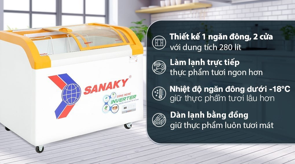 Tủ Đông Sanaky Inverter 280 lít VH-3899K3B 1 chế độ