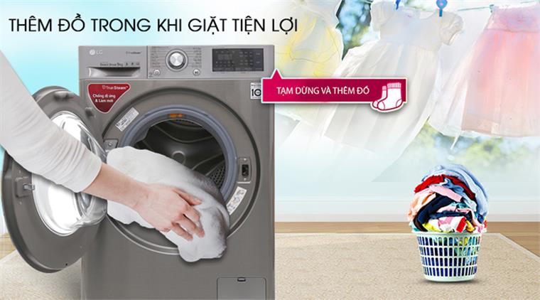 Máy giặt sấy LG FV1409G4V 9kg giặt + 5kg sấy lồng ngang màu xám
