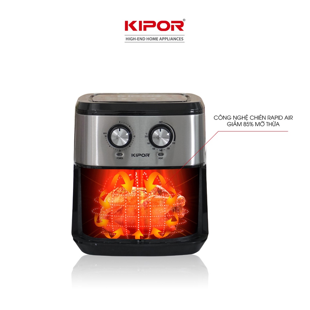 NỒI CHIÊN KHÔNG DẦU KIPOR KP-AF310-10L-ĐIỀU KHIỂN CƠ RAPID AIR