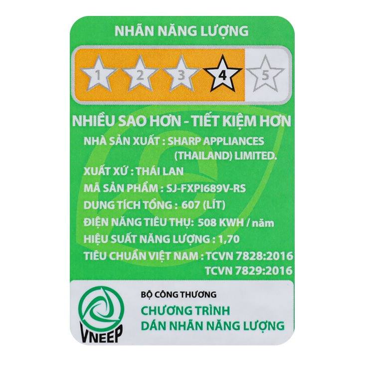 TỦ LẠNH 4 CÁNH SHARP SJ-FXPI689V-RS 607 LÍT INVERTER
