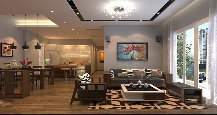 Thiết kế phòng khách liền bếp