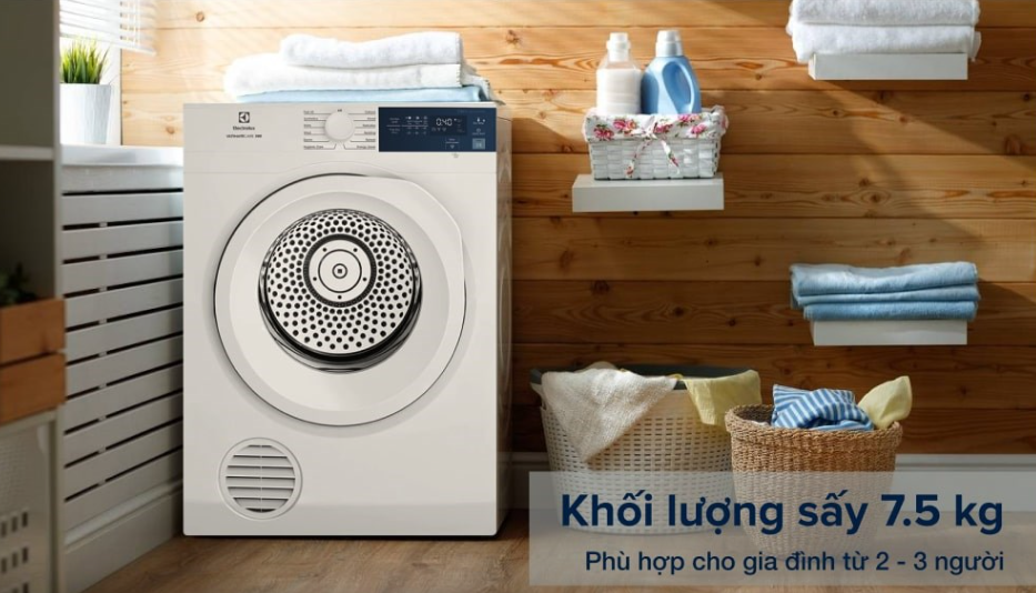 Máy sấy quần áo Electrolux 7.5 kg EDV754H3WB Trắng