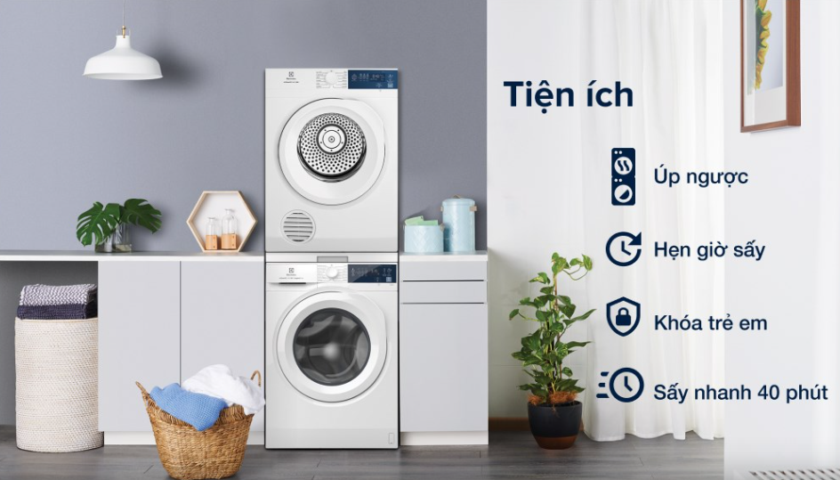 Máy sấy quần áo Electrolux 7.5 kg EDV754H3WB Trắng