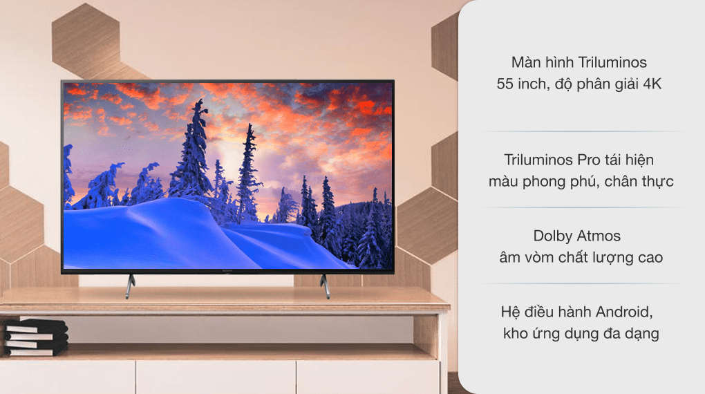 Android Tivi Sony 4K KD - 55X80J Giọng nói
