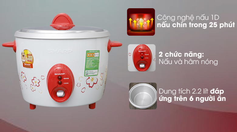 Nồi cơm điện Sharp 2.2 lít KSH-D22V