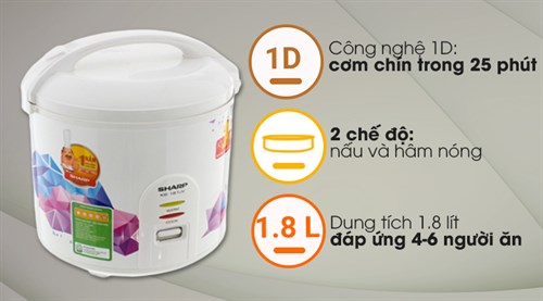 Nồi cơm điện Sharp 1.8 lít KS-18TJV