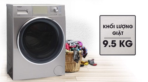 Máy giặt Aqua Inverter 9.5kg AQD-DD950E lồng ngang màu ghi